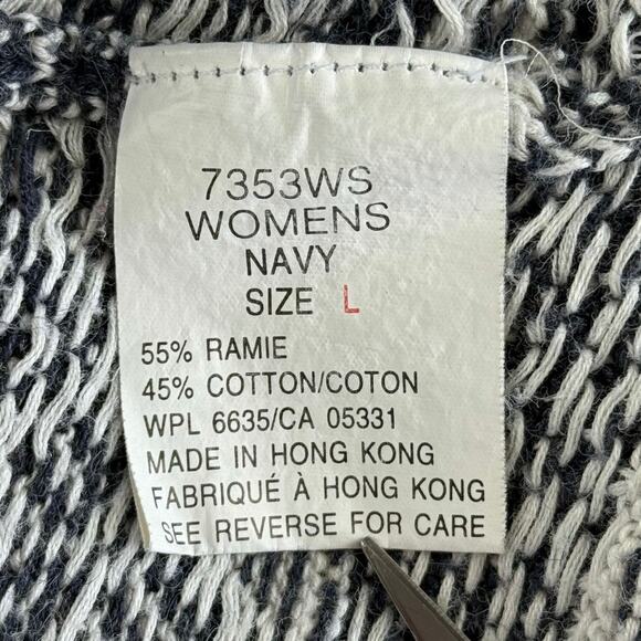 Woolrich Cotton/Ramie Blend Nordic Pewter Clasp Cardigan Sweater Sz L - Picture 6 of 8